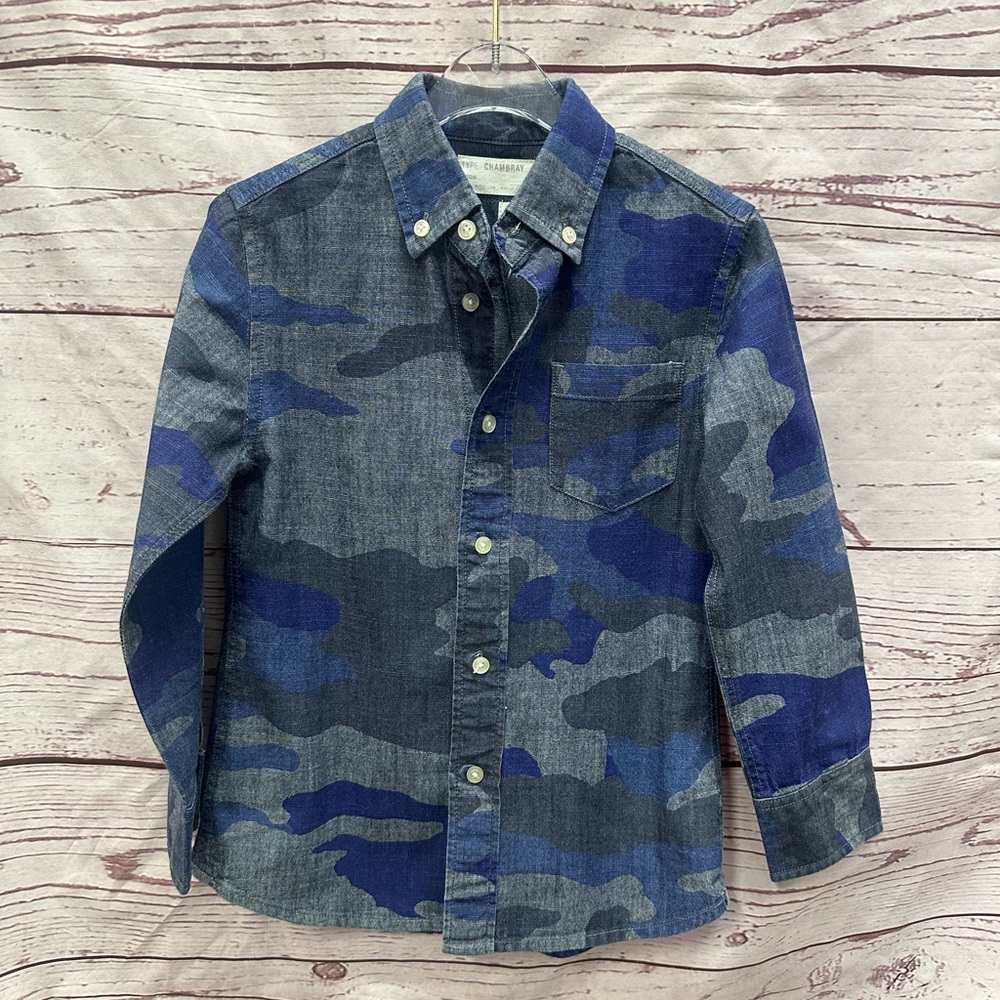 Crewcuts Blue Camo Shirt Size 4/5